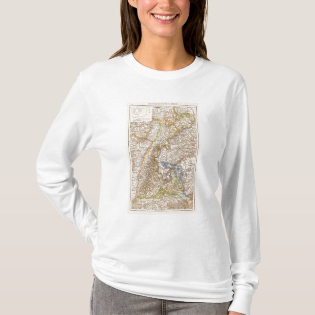 T-shirt Carte d'atlas de Baden Allemagne (Devant)