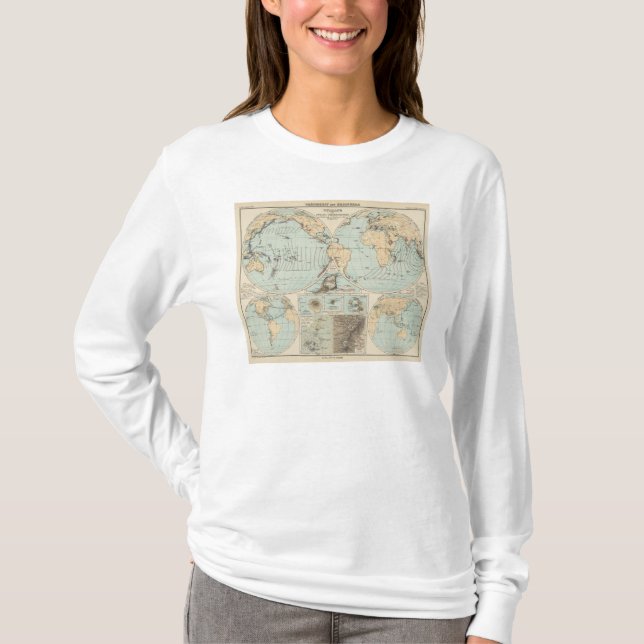 T-shirt Carte d'atlas de DES Erdinnern de Thatigkeit (Devant)