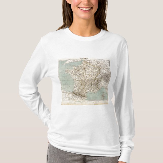 T-shirt Carte d'atlas de la France (Devant)