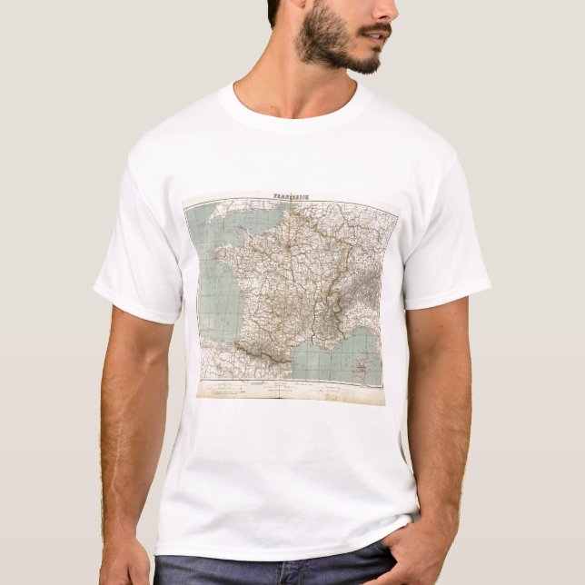 T-shirt Carte d'atlas de la France (Devant)