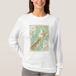 T-shirt Carte d'atlas de la Nouvelle Zélande