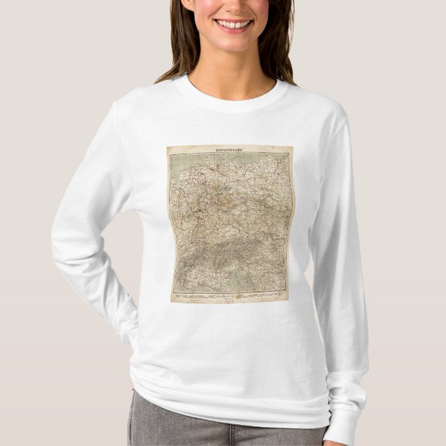 T-shirt Carte d'atlas de l'Allemagne (Devant)