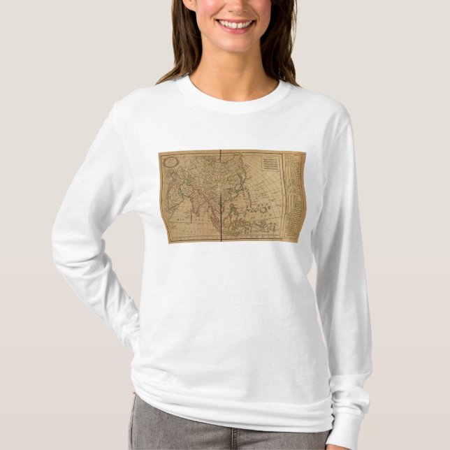 T-shirt Carte d'atlas de l'Asie (Devant)