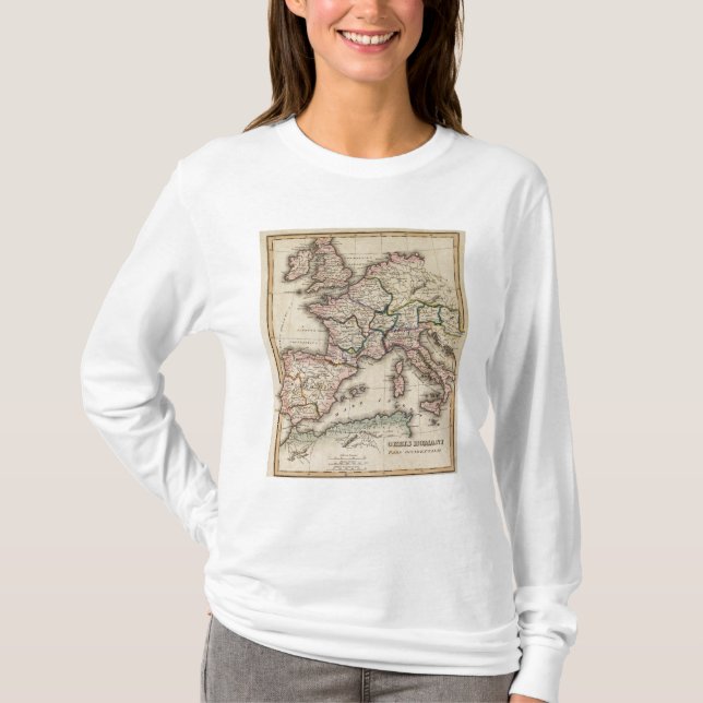 T-shirt Carte d'atlas de l'Europe (Devant)