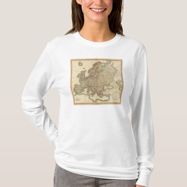 T-shirt Carte d'atlas de l'Europe (Devant)