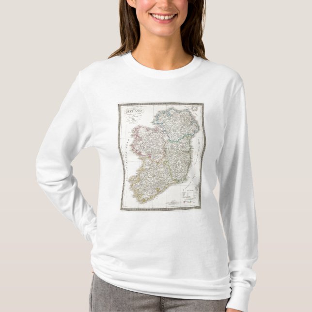 T-shirt Carte d'atlas de l'Irlande (Devant)