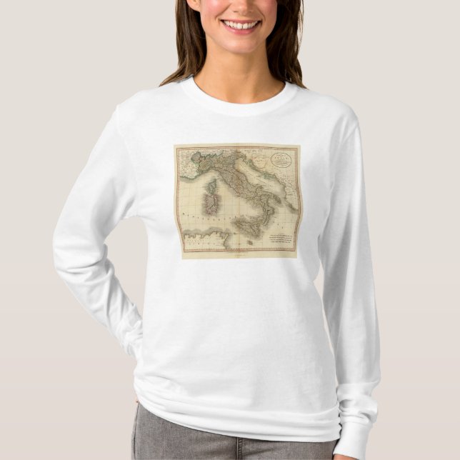 T-shirt Carte d'atlas de l'Italie (Devant)