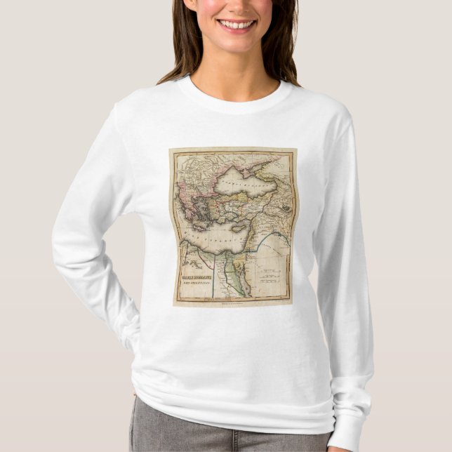 T-shirt Carte d'atlas de Moyen-Orient (Devant)