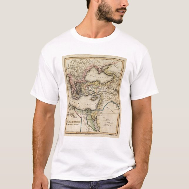 T-shirt Carte d'atlas de Moyen-Orient (Devant)