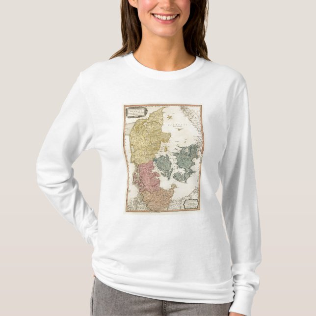 T-shirt Carte d'atlas du Danemark (Devant)