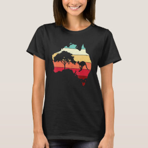 T-shirt Carte d'Australie cool kangourou arc-en-ciel austr