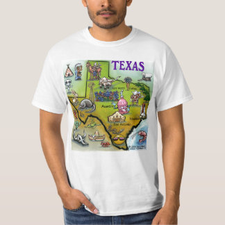 T-shirt Carte de bande dessinée de pays de colline de TX