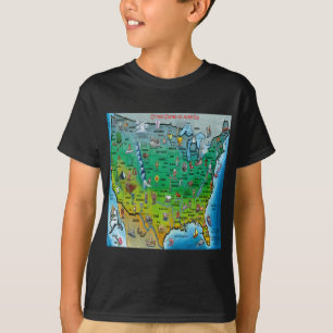 T-shirt Carte de bande dessinée des Etats-Unis