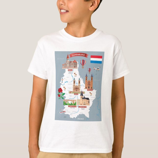 T-shirt Carte de bande dessinée du luxembourgeois (Devant)