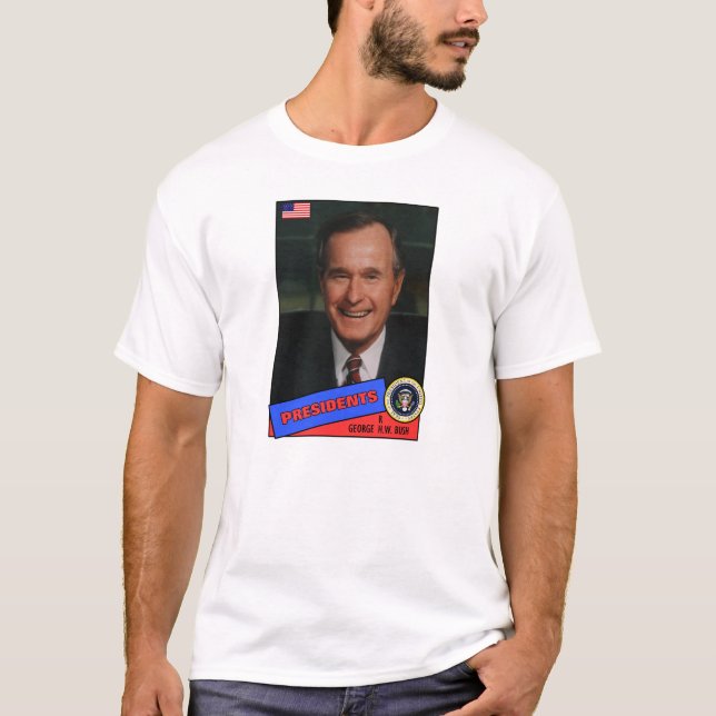 T-shirt Carte de baseball de George H.W. Bush (Devant)