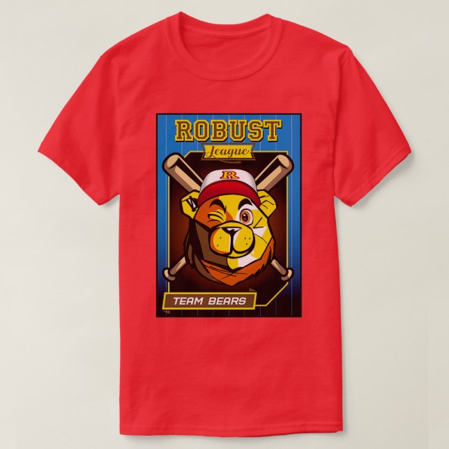 T-SHIRT CARTE DE BASEBALL D'OURS ROBUSTE OURS OURS (Design devant)