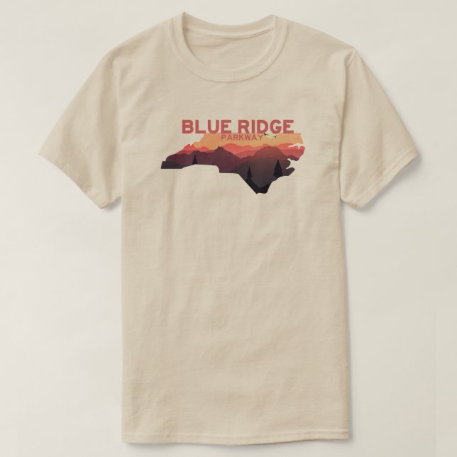 T-shirt Carte de Blue Ridge Parkway North Carolina (Design devant)