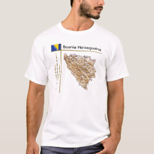 T-shirt Carte de Bosnie-Herzégovine + Drapeau + Titre T-s