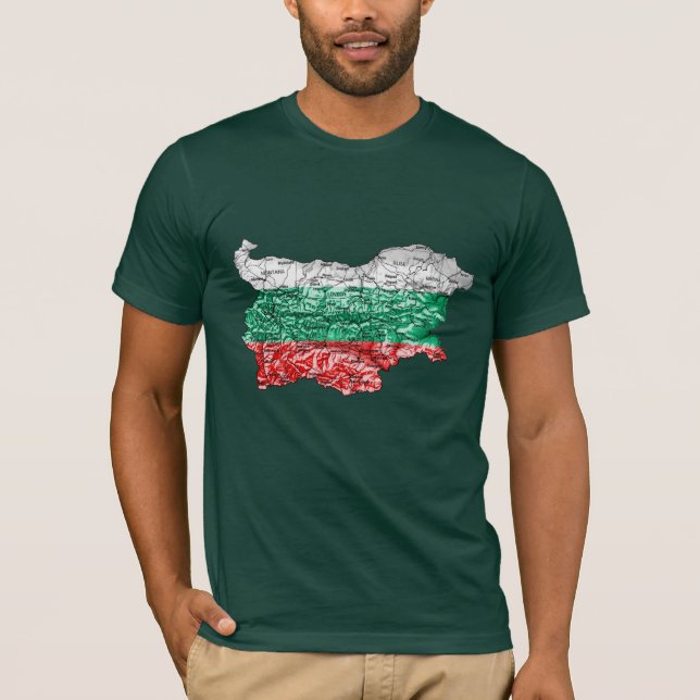 T-Shirt carte de Bulgarie couleur du drapeau (Devant)