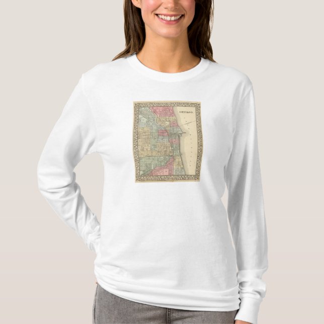 T-shirt Carte de Chicago par Mitchell (Devant)