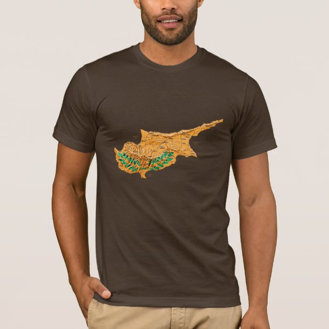 T-Shirt carte de Chypre couleur du drapeau (Devant)