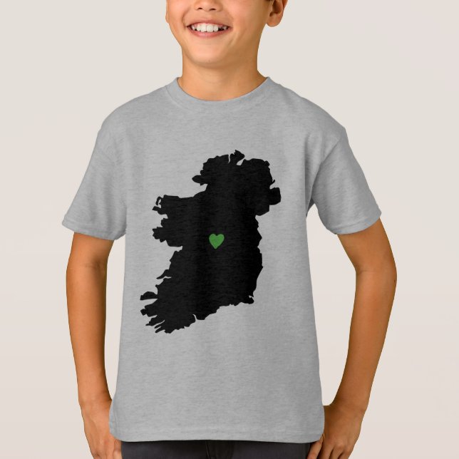 T-shirt Carte de coeur irlandais de vert de fierté de (Devant)
