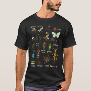 T-shirt carte de collection de bugs réalistes Espèce insec