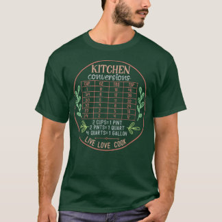T-shirt Carte de conversion de cuisine Graphique de Cuisin