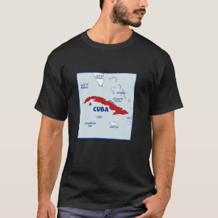 T-shirt Carte de Cuba aux couleurs du drapeau. Pays et s v