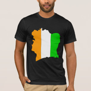 T-shirt Carte de drapeau de Cote Divoire normale