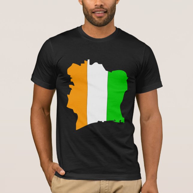 T-shirt Carte de drapeau de Cote Divoire normale (Devant)