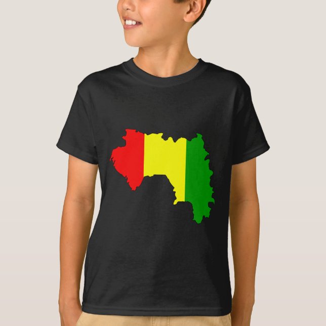T-shirt Carte de drapeau de Guinée (Devant)