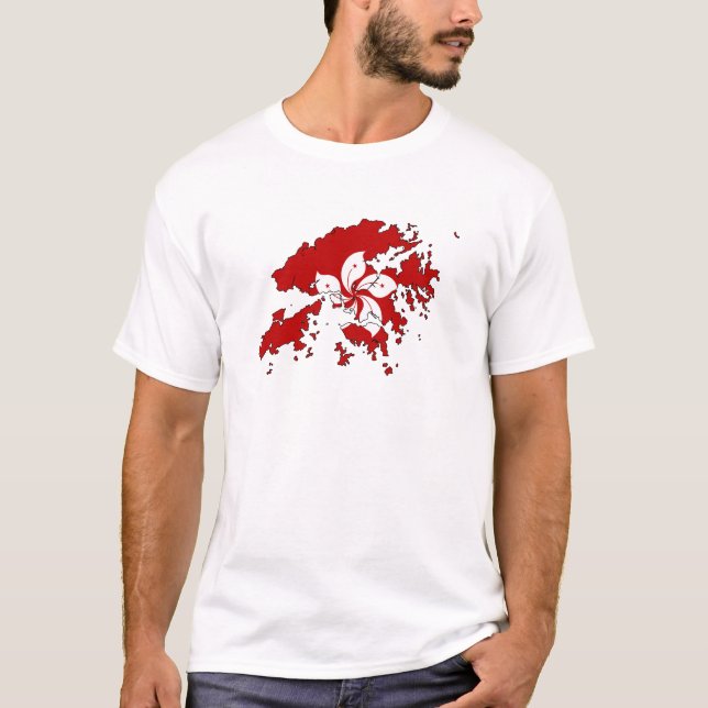 T-shirt Carte de drapeau de Hong Kong normale (Devant)