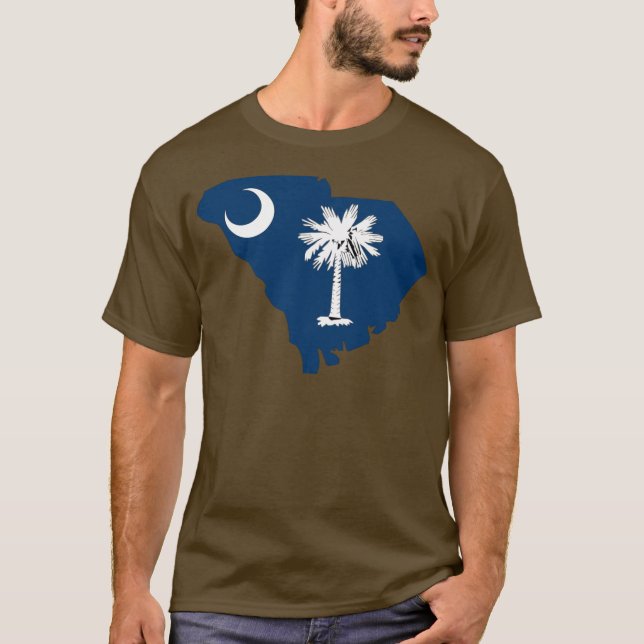 T-shirt Carte de drapeau de la Caroline du Sud (Devant)