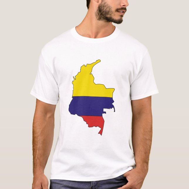 T-shirt Carte de drapeau de la Colombie (Devant)