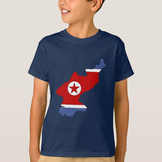 T-shirt Carte de drapeau de la Corée du Nord (Devant)