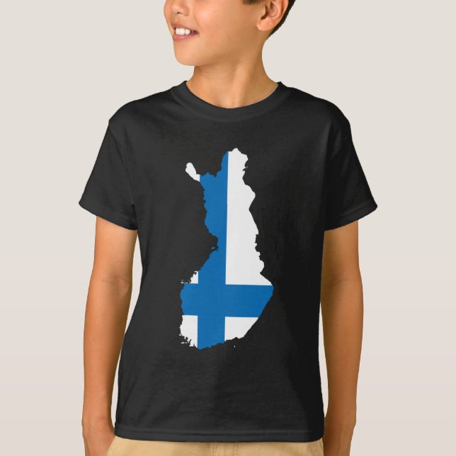 T-shirt Carte de drapeau de la Finlande (Devant)