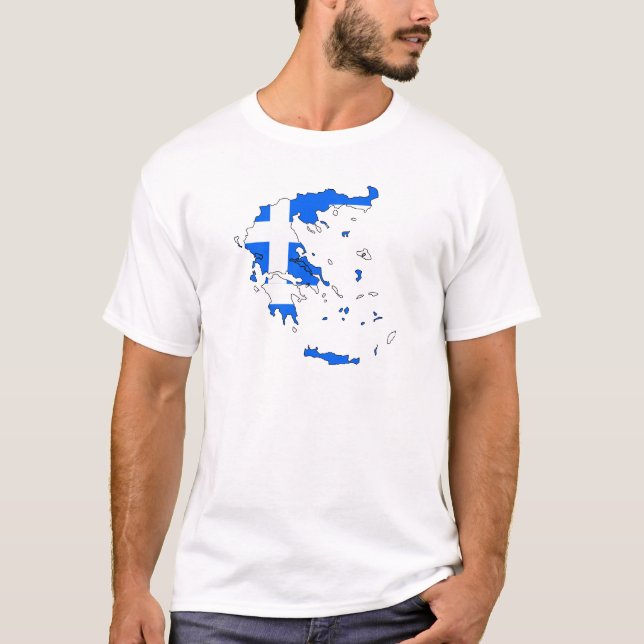 T-shirt Carte de drapeau de la Grèce (Devant)