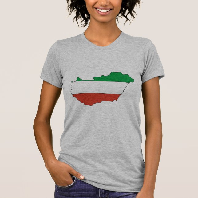 T-shirt Carte de drapeau de la Hongrie (Devant)
