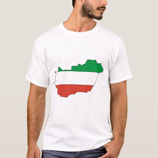 T-shirt Carte de drapeau de la Hongrie (Devant)