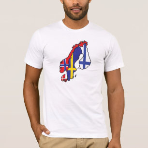 T-shirt Carte de drapeau de la Scandinavie