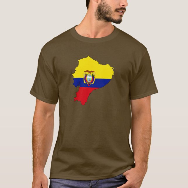 T-shirt Carte de drapeau de l'Equateur (Devant)