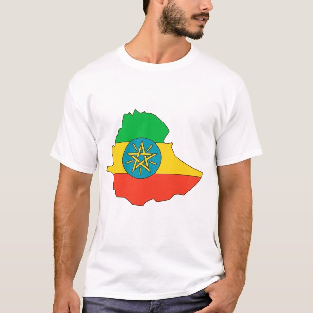 T-shirt Carte de drapeau de l'Ethiopie (Devant)
