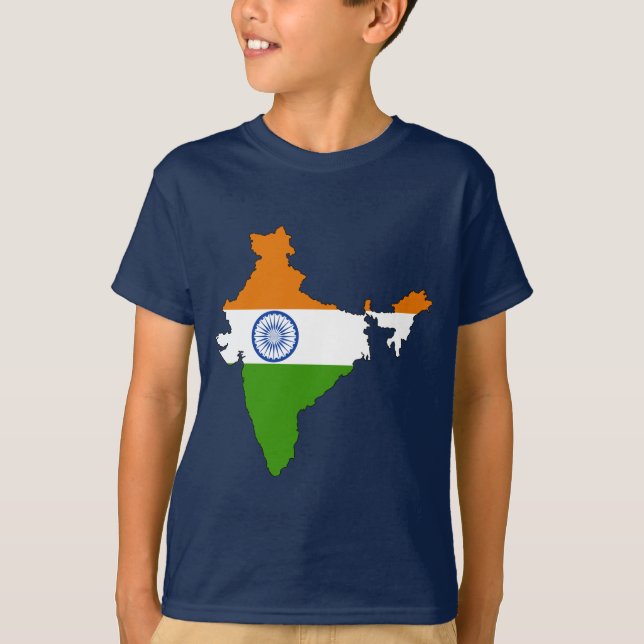 T-shirt Carte de drapeau de l'Inde (Devant)