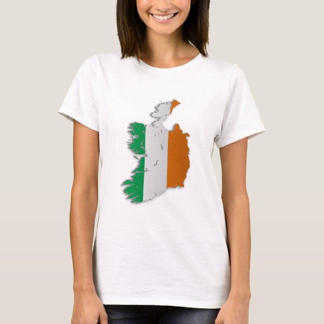 T-shirt Carte de drapeau de l'Irlande (Devant)