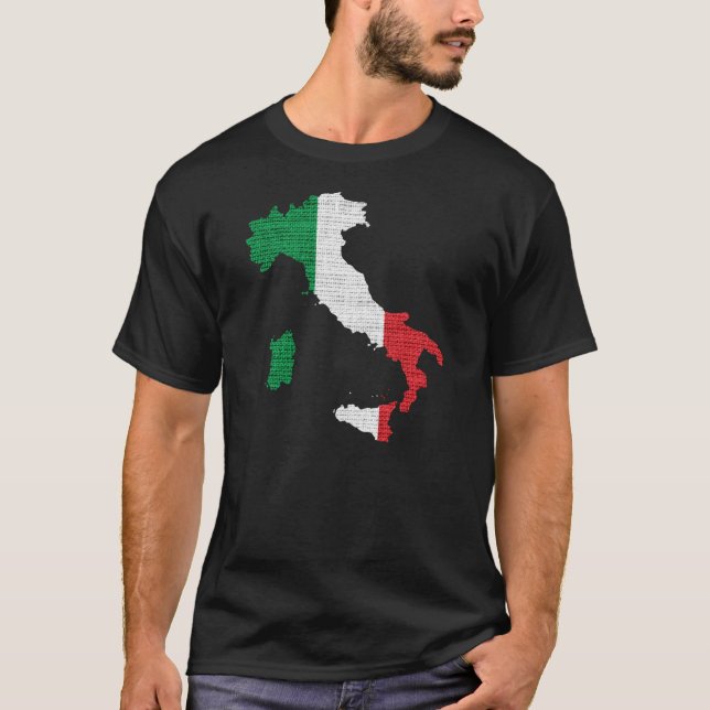 T-shirt Carte de drapeau de l'Italie (Devant)