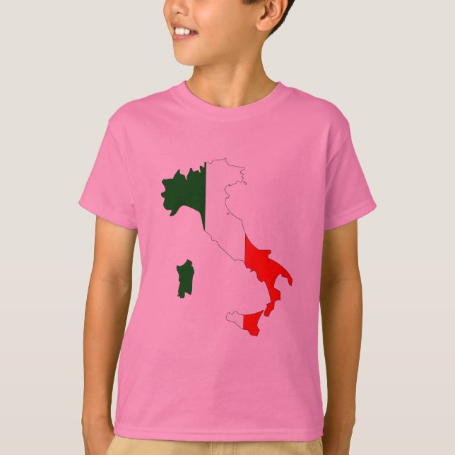 T-shirt Carte de drapeau de l'Italie (Devant)