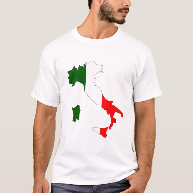 T-shirt Carte de drapeau de l'Italie (Devant)