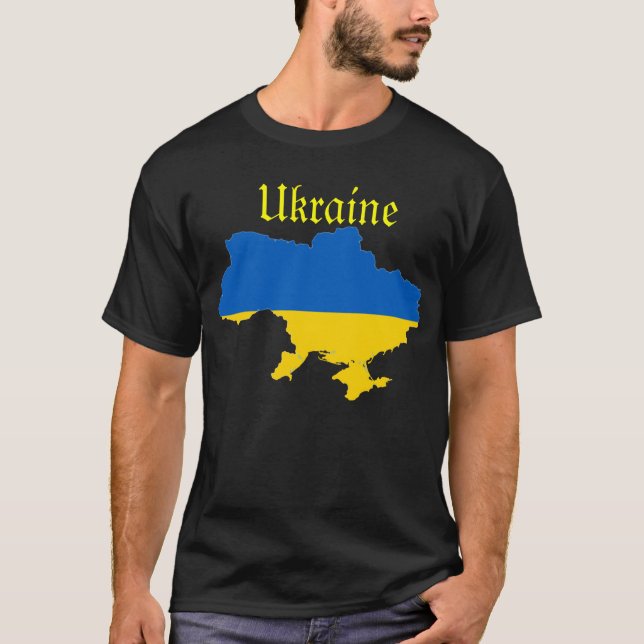 T-shirt Carte de drapeau de l'Ukraine (Devant)