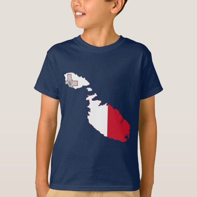 T-shirt Carte de drapeau de Malte (Devant)